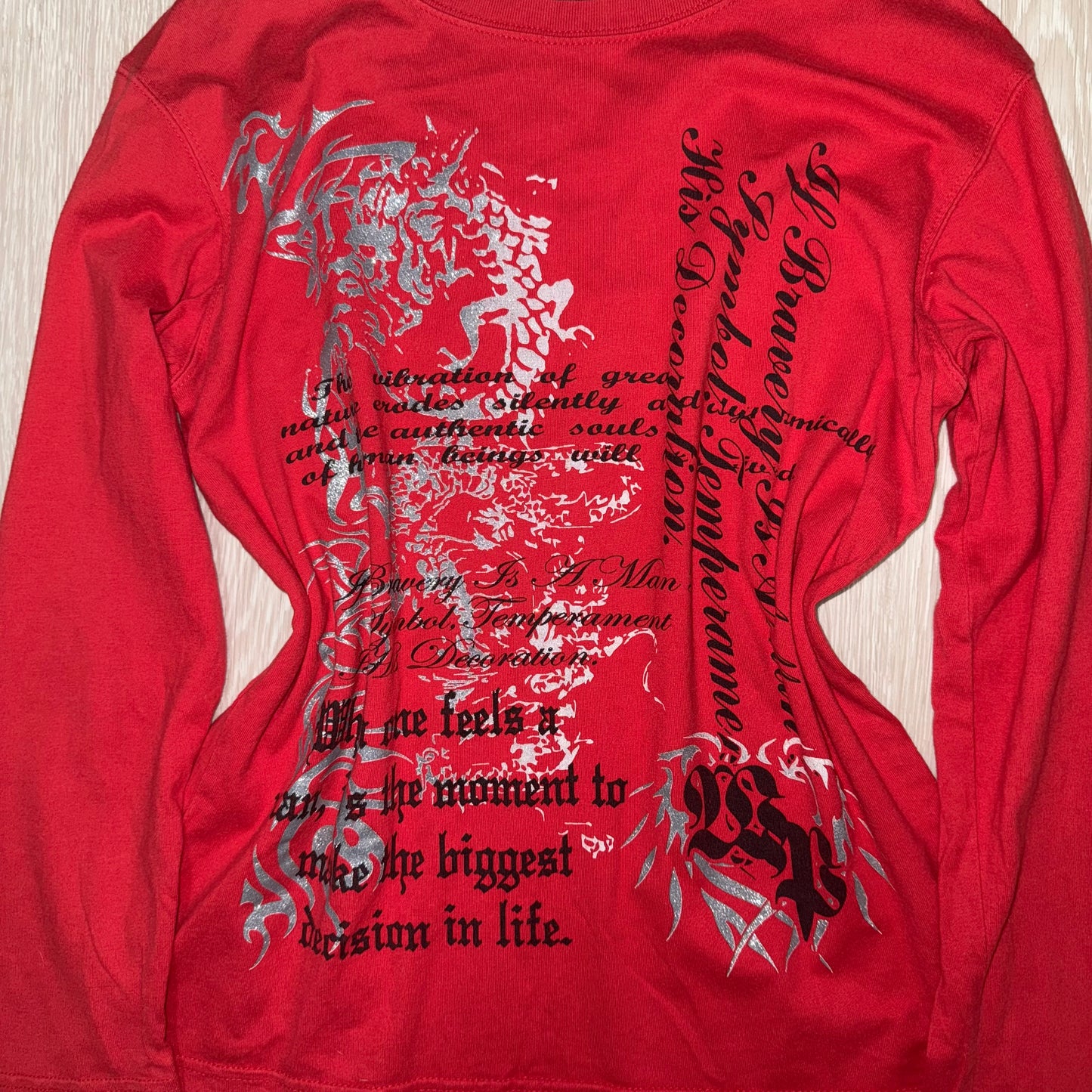 Red black layered graphic long sleeve