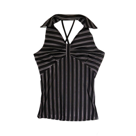 Glittering striped backless top