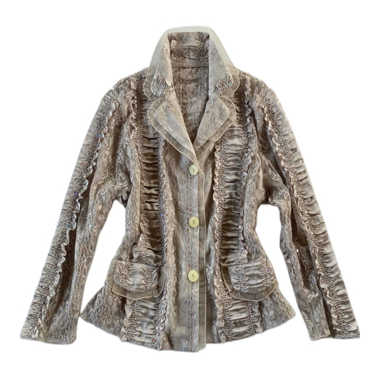 Brown lace button up outer