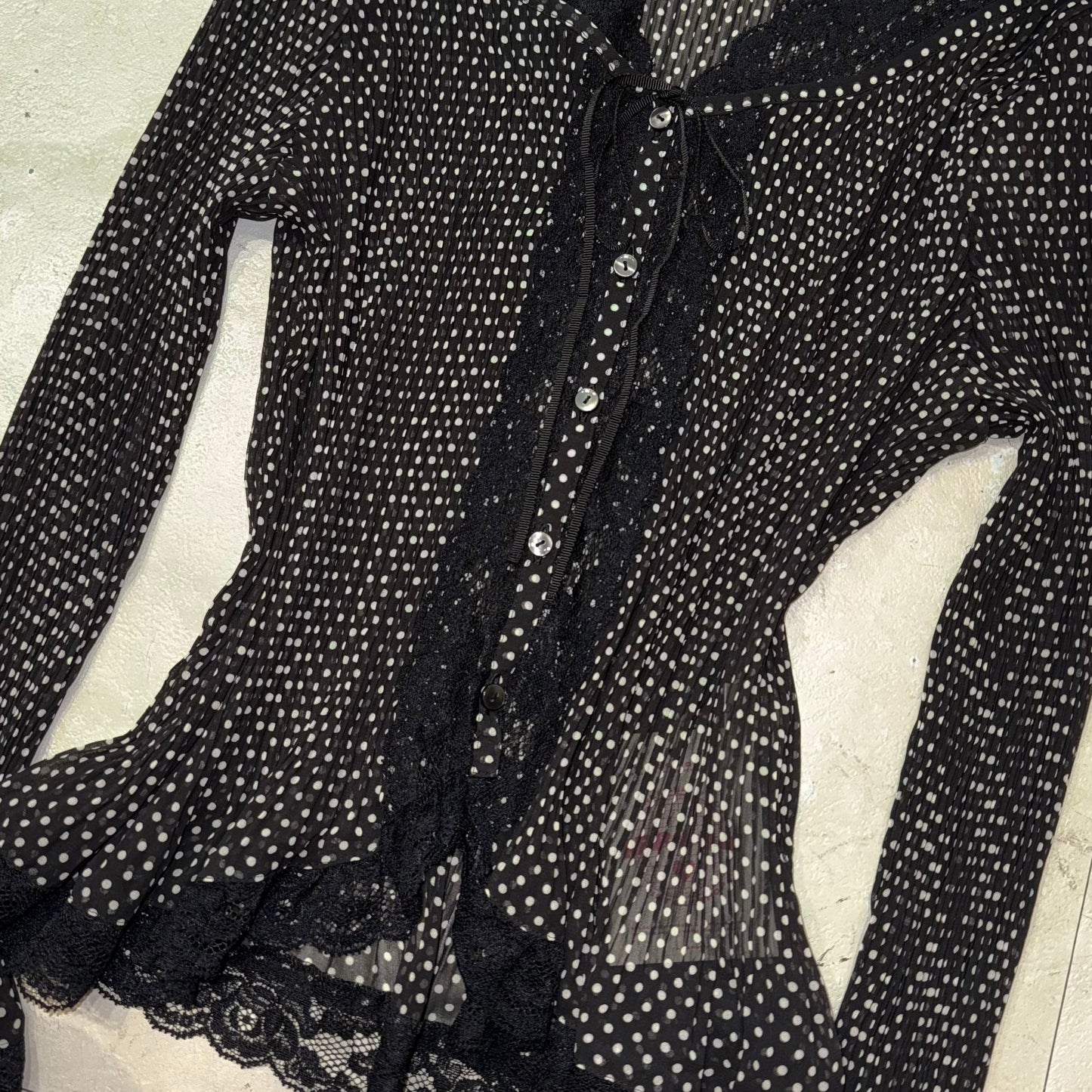 Black polka dot lace shirt