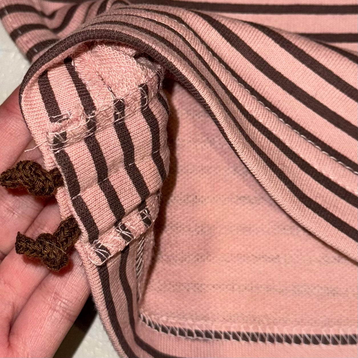 Brown pink stripes cotton pants