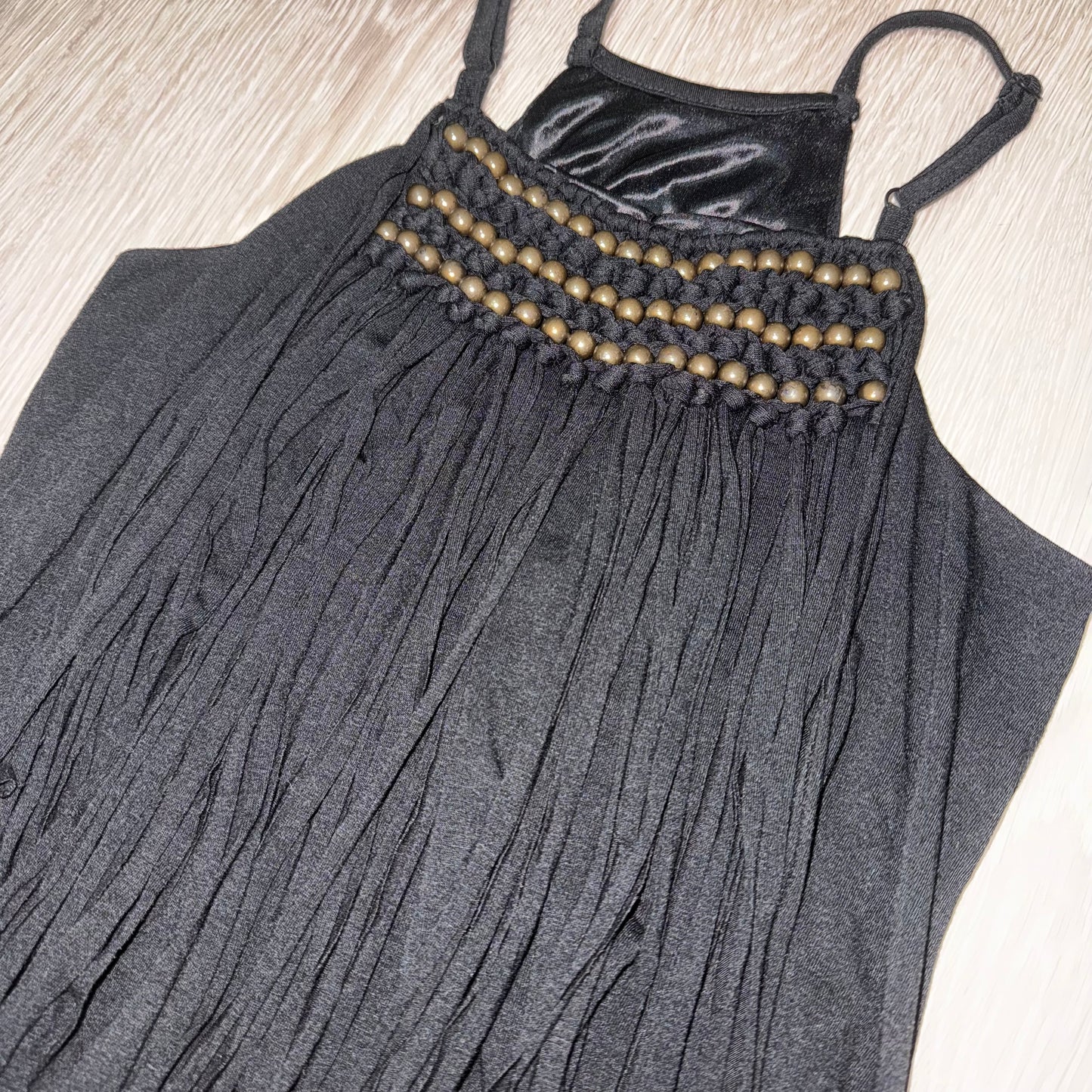 Super cool black rivet fringe dress