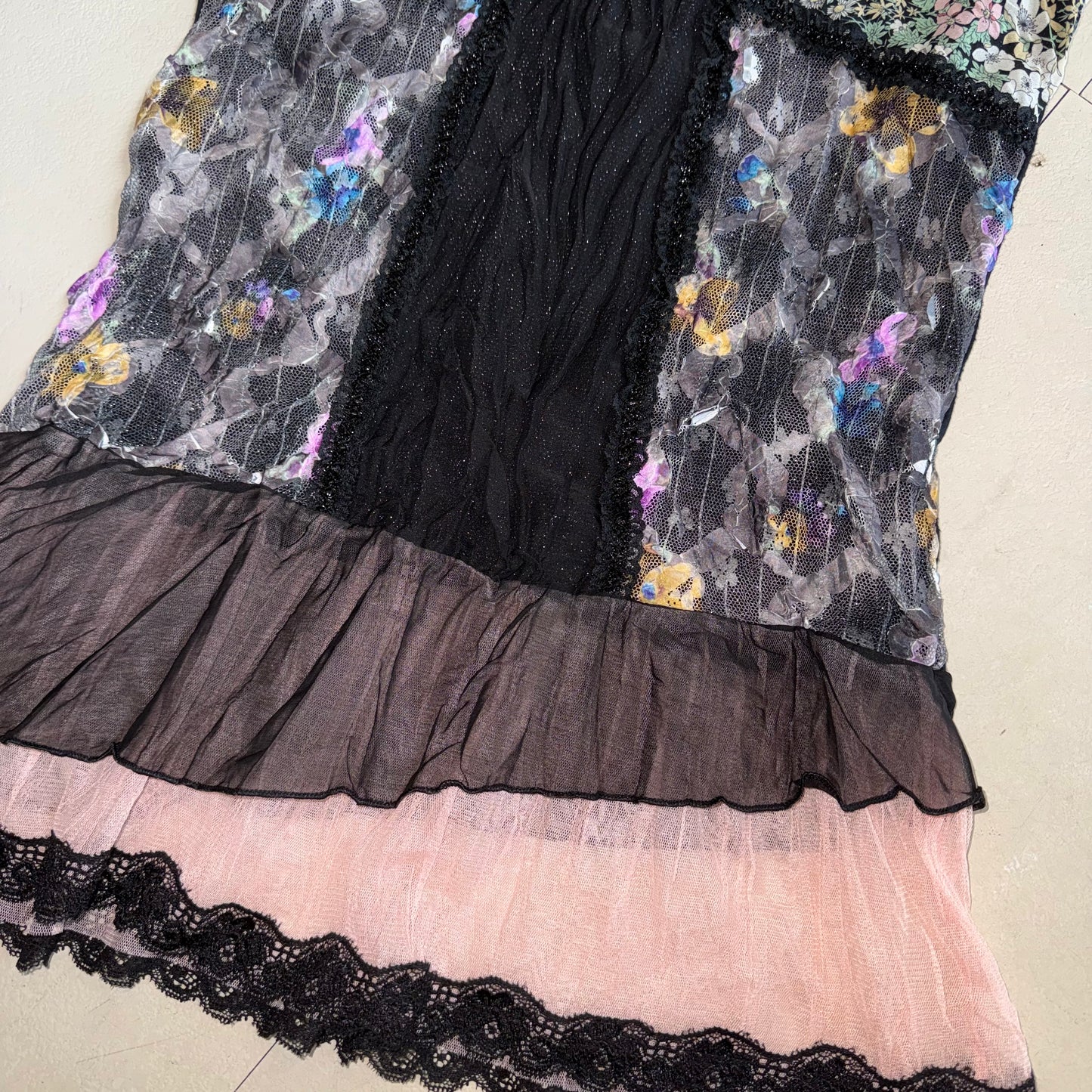 Black floral lace cami