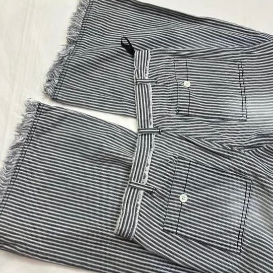 Chaps low waist frayed edges striped pants