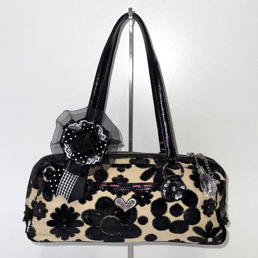 Think Bee black floral shoulder bag