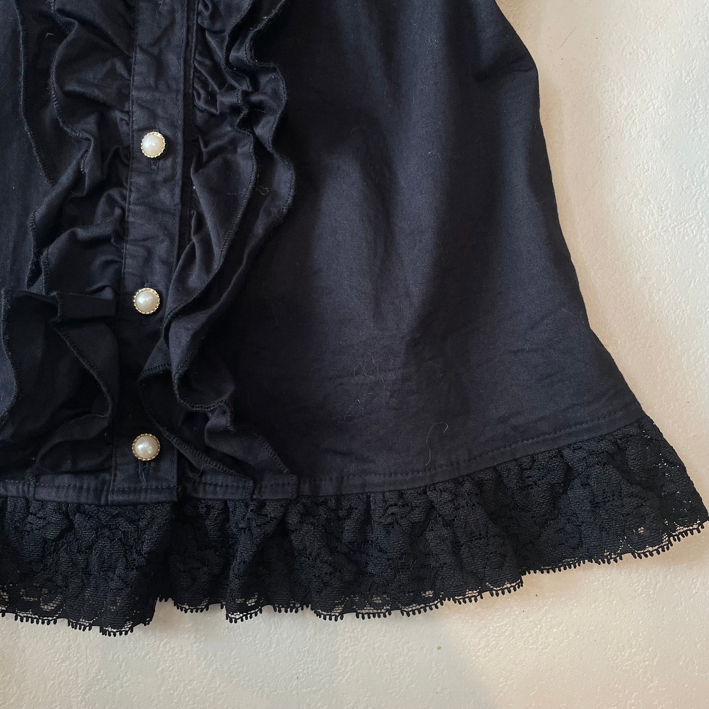 Gothic Black lace shirt and Black lace layered skirt set