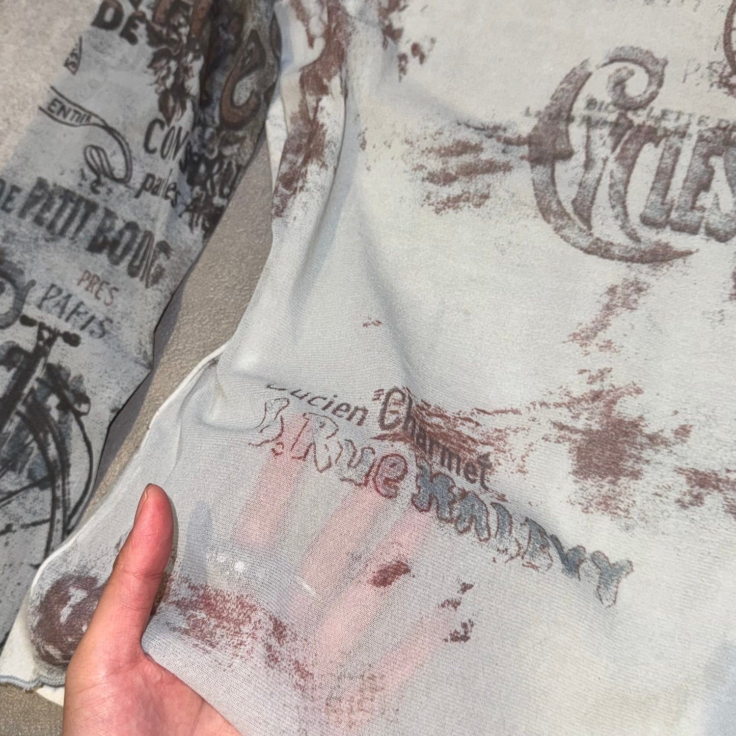 Louise grey graphic mesh long sleeve