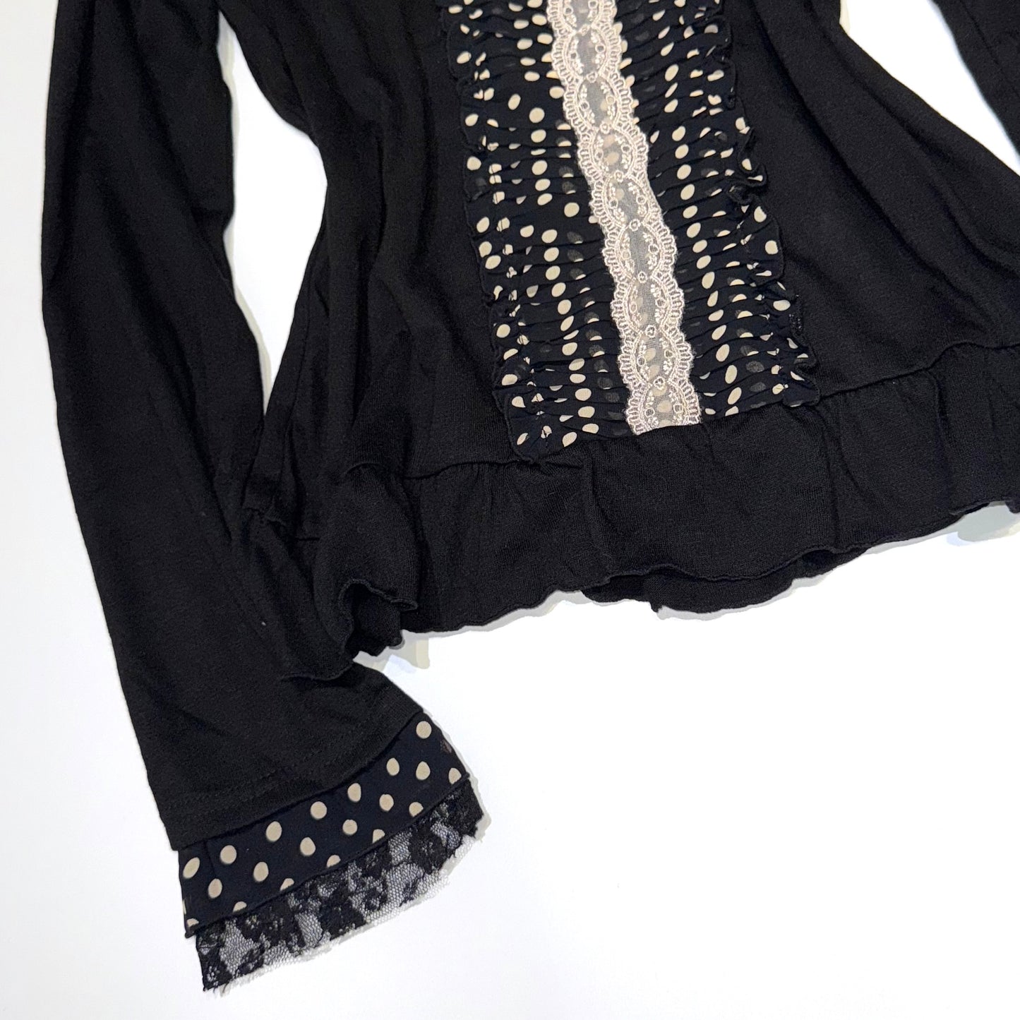 Black lace polka dot long sleeve