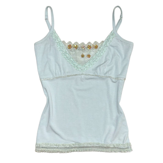 Baby blue embroidered lace cami