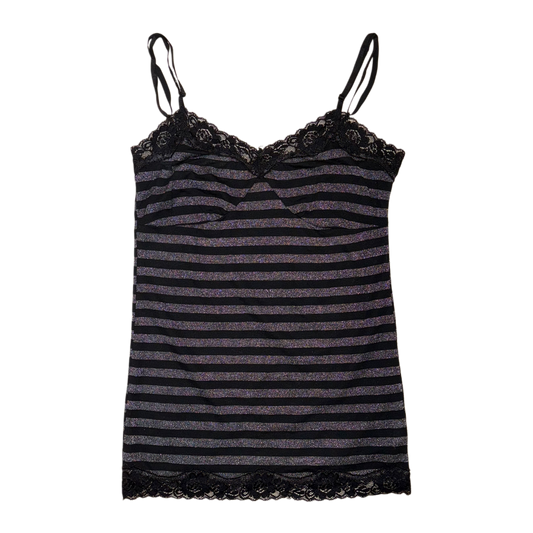 Glittering striped lace tank
