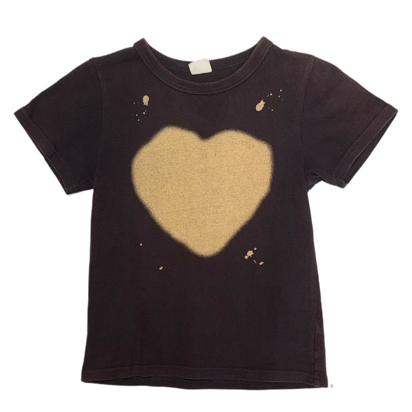 Dark brown bleached heart graphic top