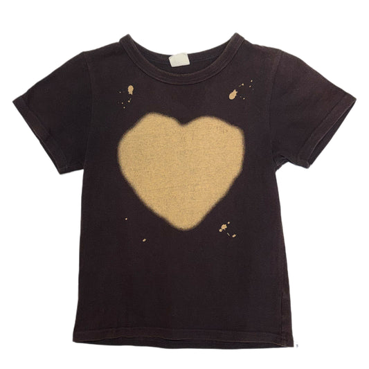 Dark brown bleached heart graphic top