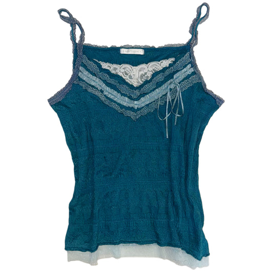 Turquoise camisole lace top