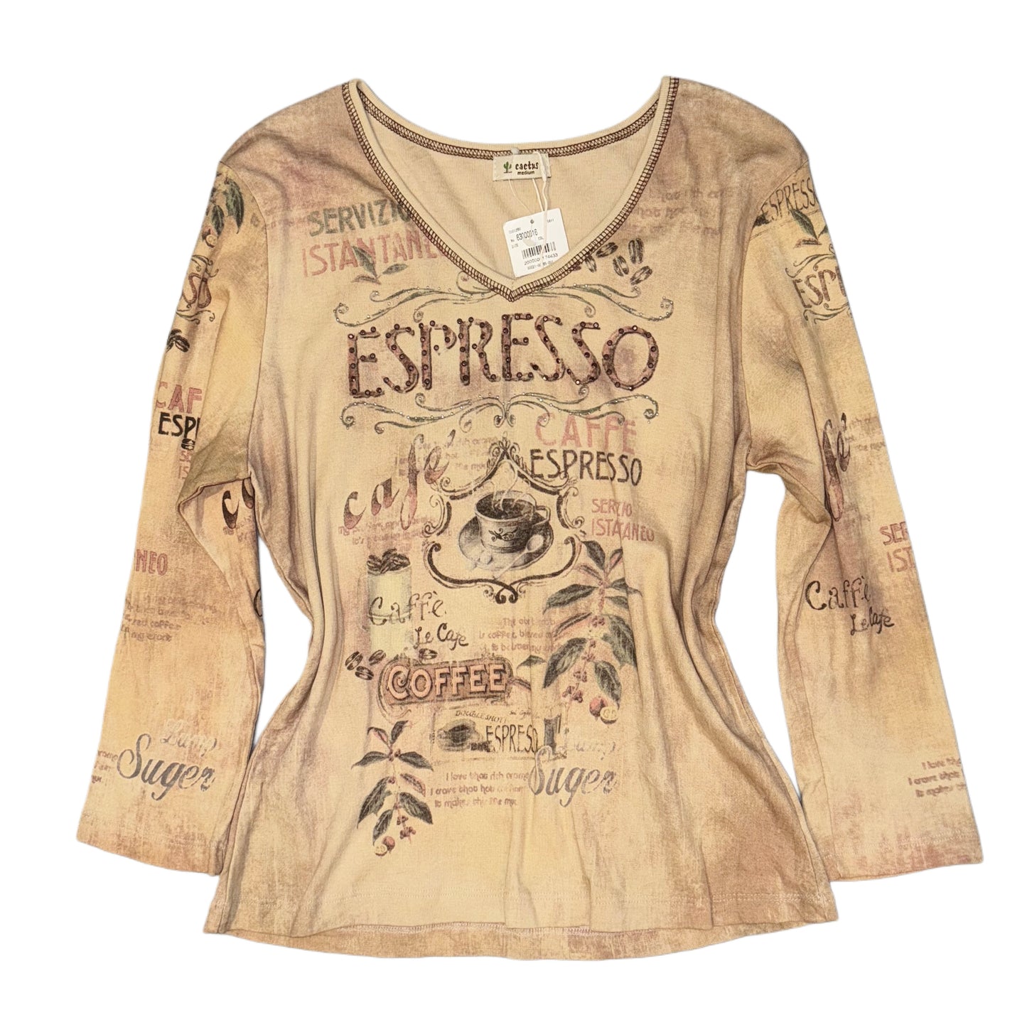 Espresso rhinestone long sleeve