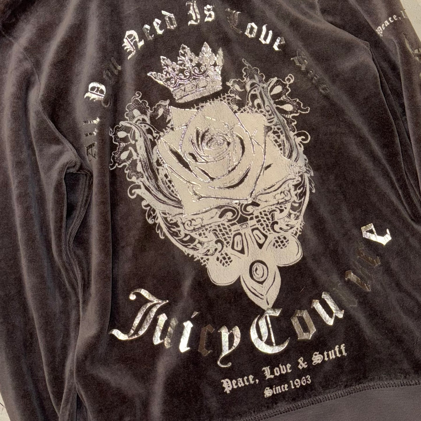 Juicy Couture brown velvet zip up hoodie