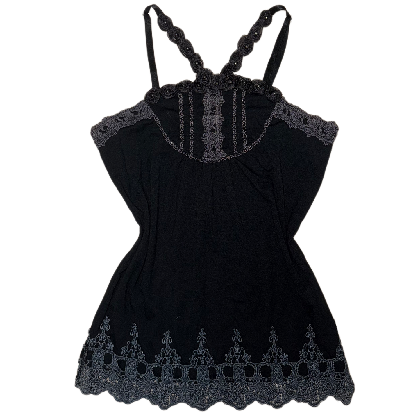 Axes black rose lace tank