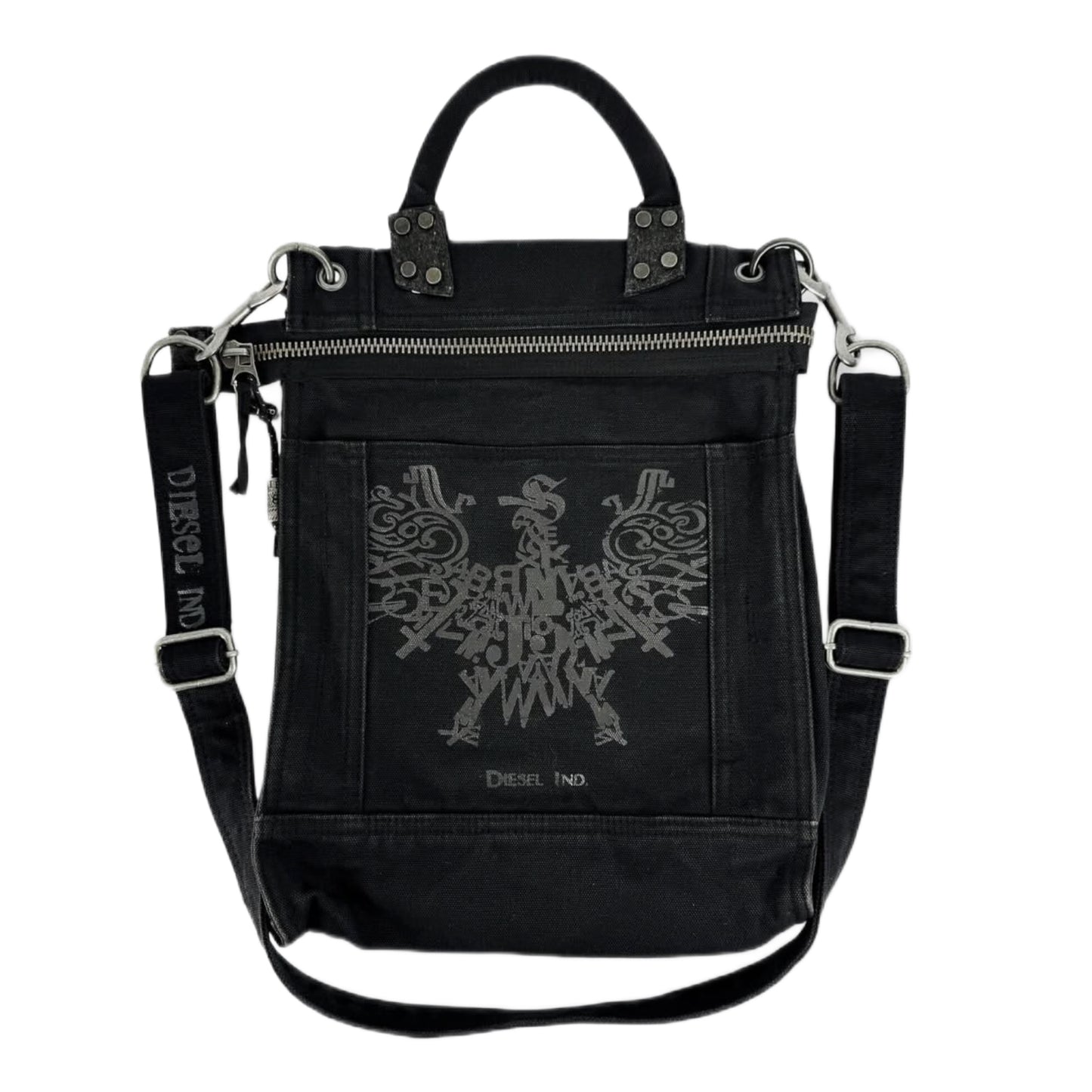 Diesel black denim crossbody bag