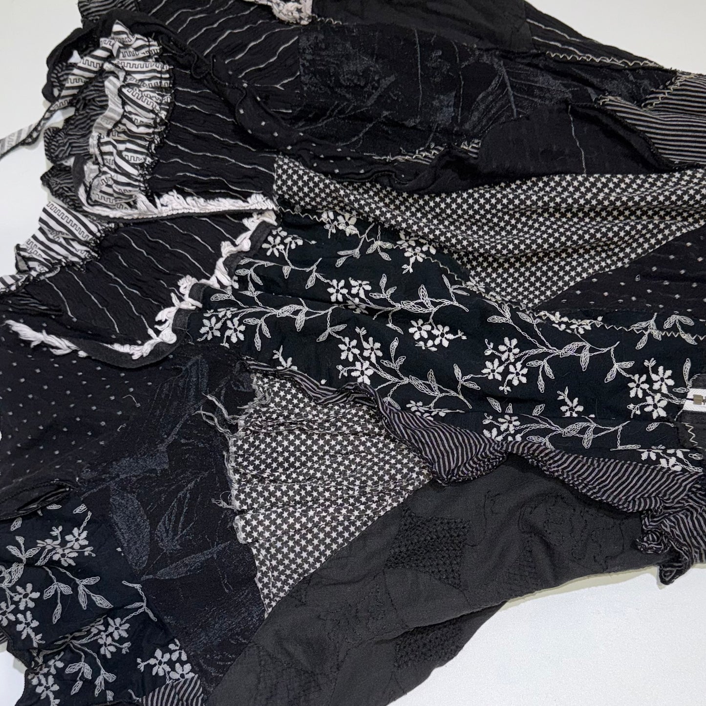 Black polka dot star floral patchwork dress