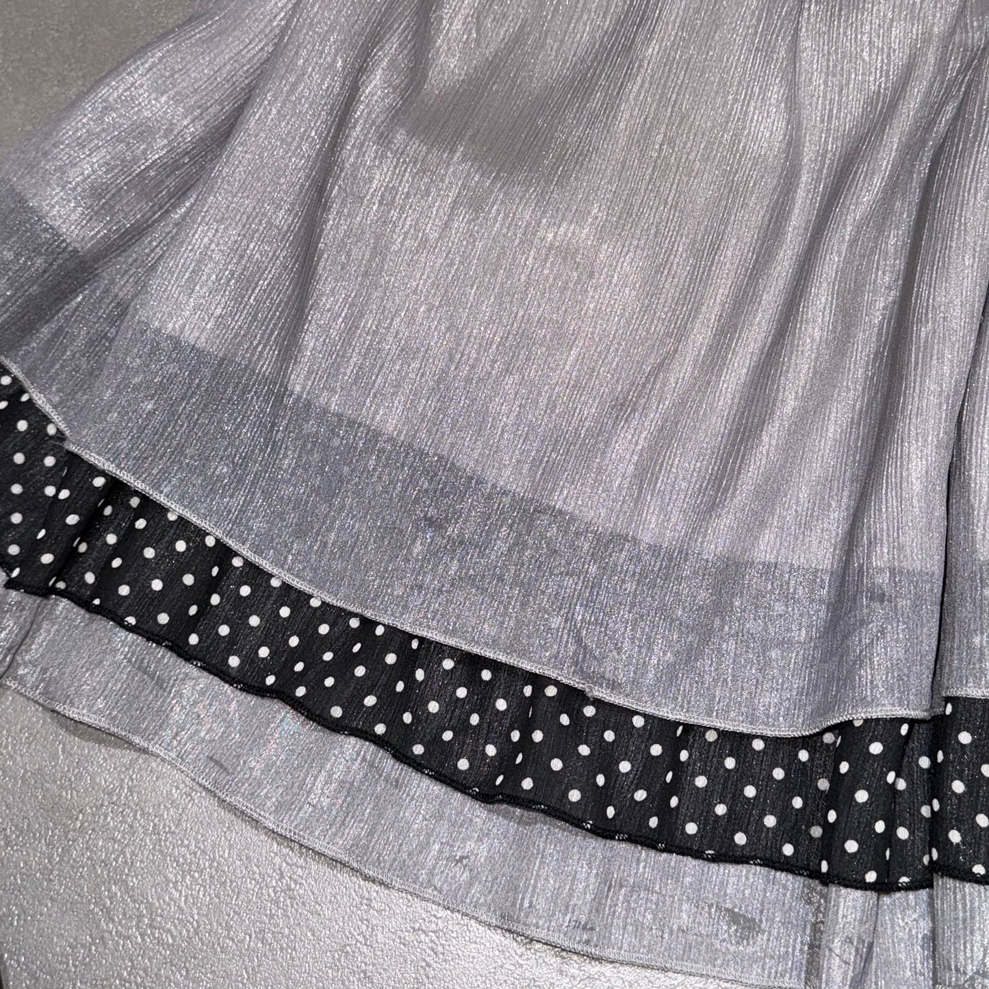 Grey embroidered polka dot layered top