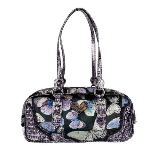 Think Bee purple butterflies shoulder bag