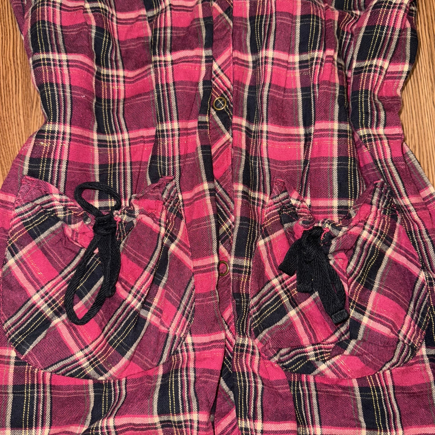 Checkered shirt with denim vest set