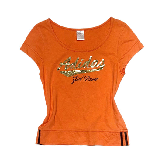 Adidas "Girl Power" orange embroidered top