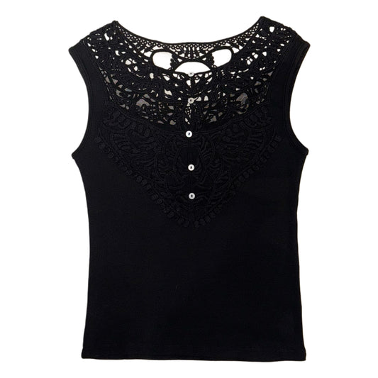 Black knit mesh top