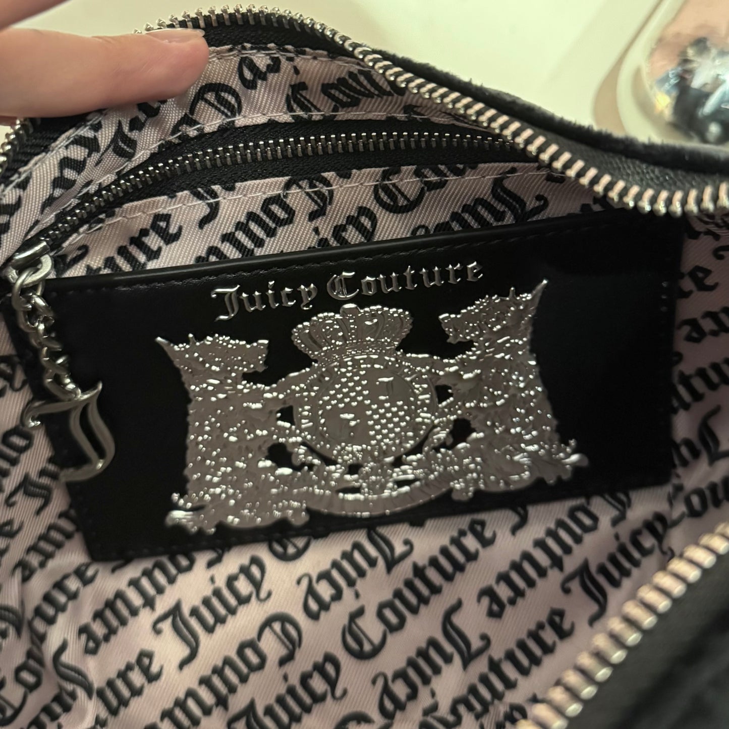Juicy Couture chain shoulder bag with heart and rabbit keychain
