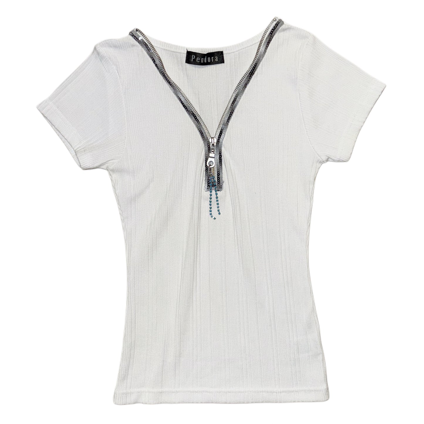 White zipper top