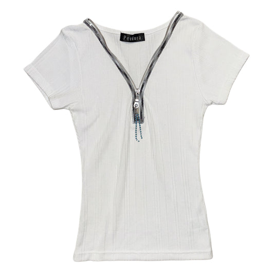 White zipper top