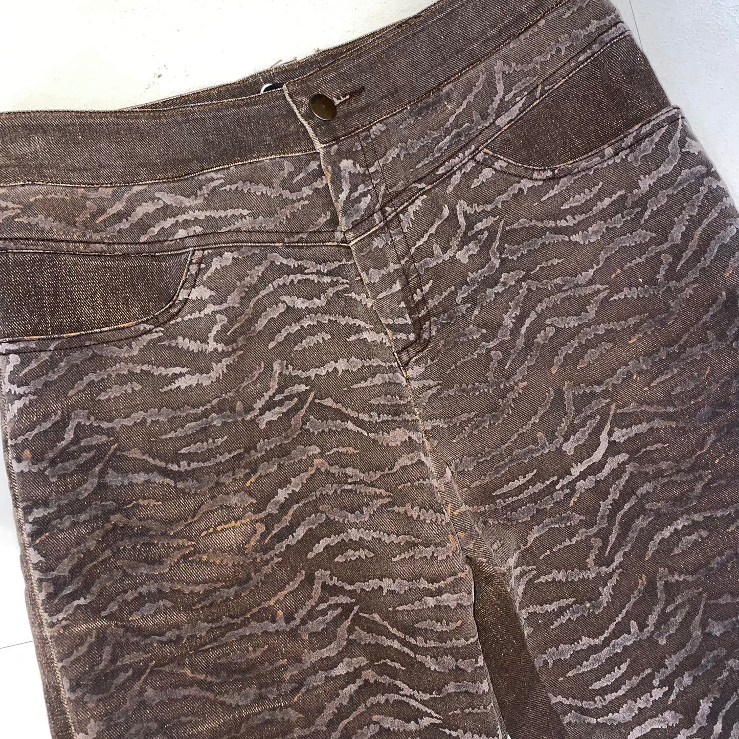 Brown jeans with zebra patteren