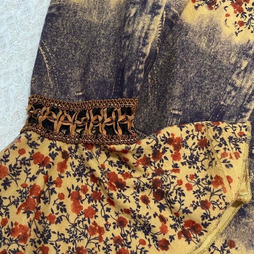 Brown floral denim long sleeve