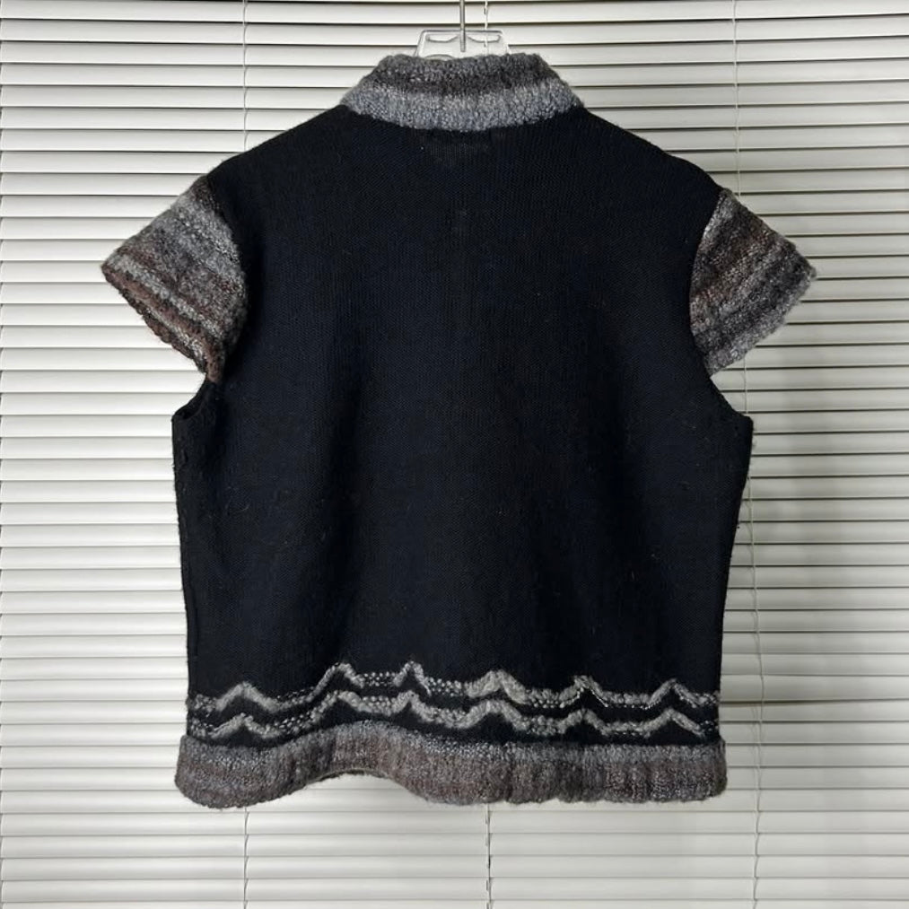 Black knit top wood button details