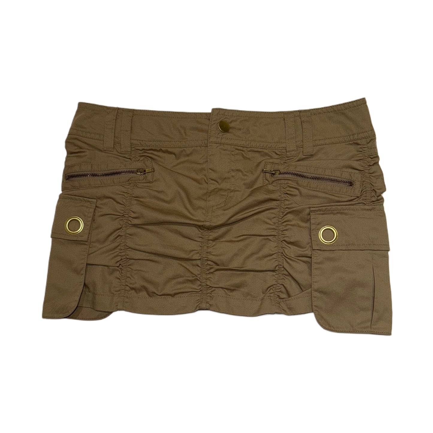 Brown ruffle low rise mini skirt
