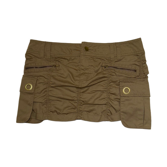Brown ruffle low rise mini skirt