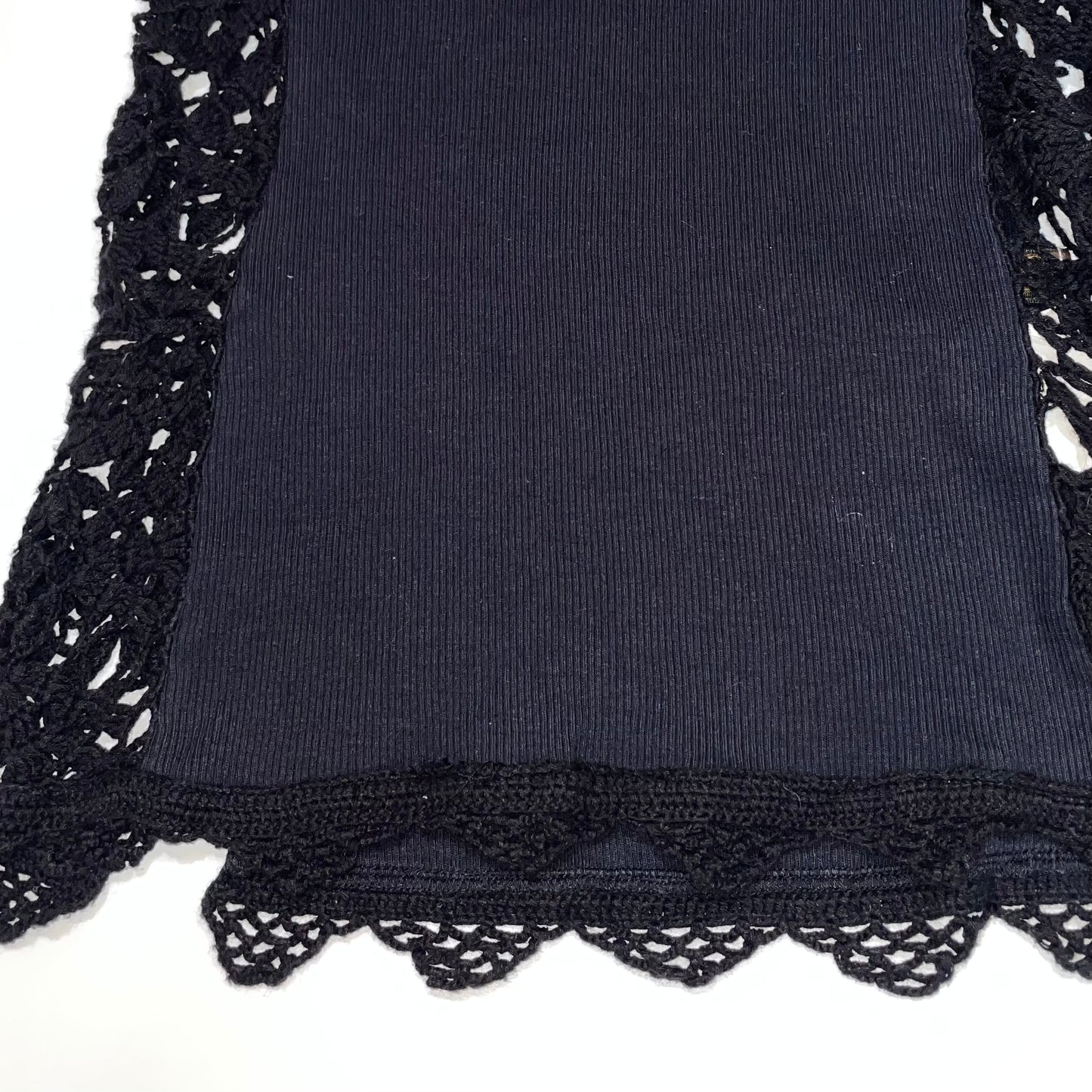 Black knit tank with leather button detail
