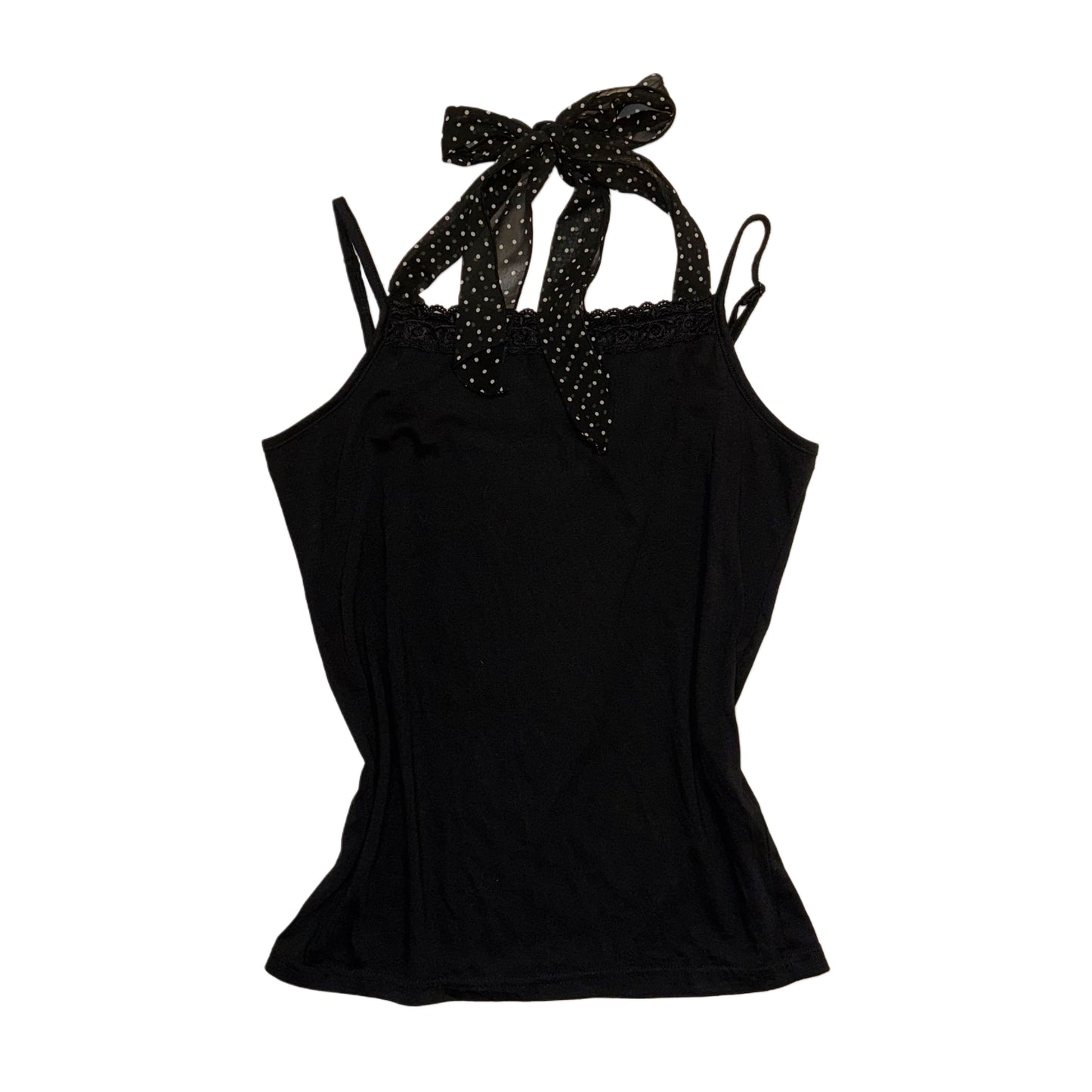 Black lace polka dot halter cami