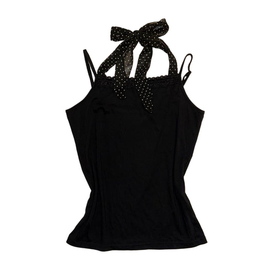Black lace polka dot halter cami