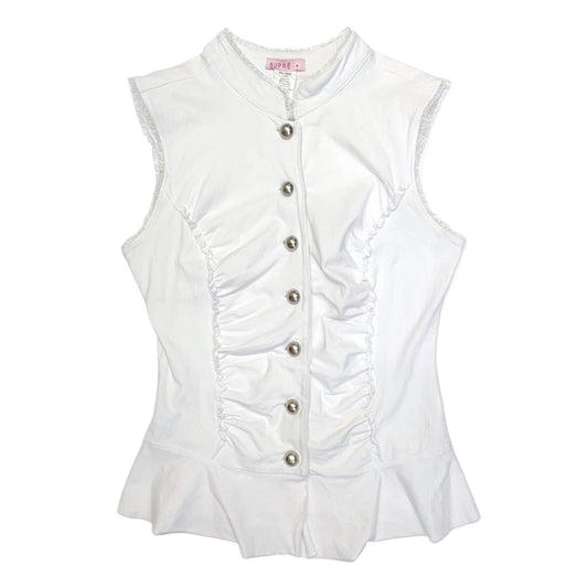 White button lace trim top