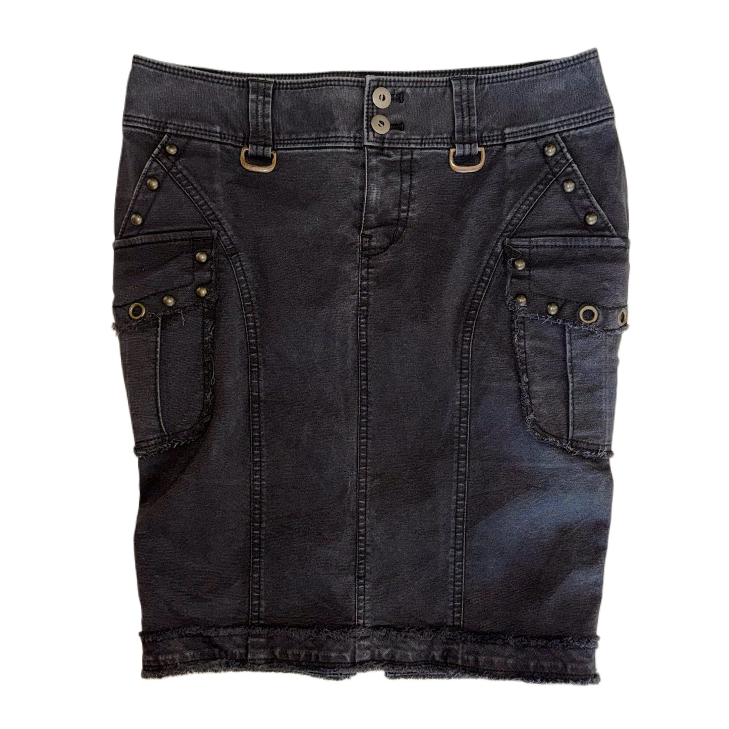 Black denim rivets skirt