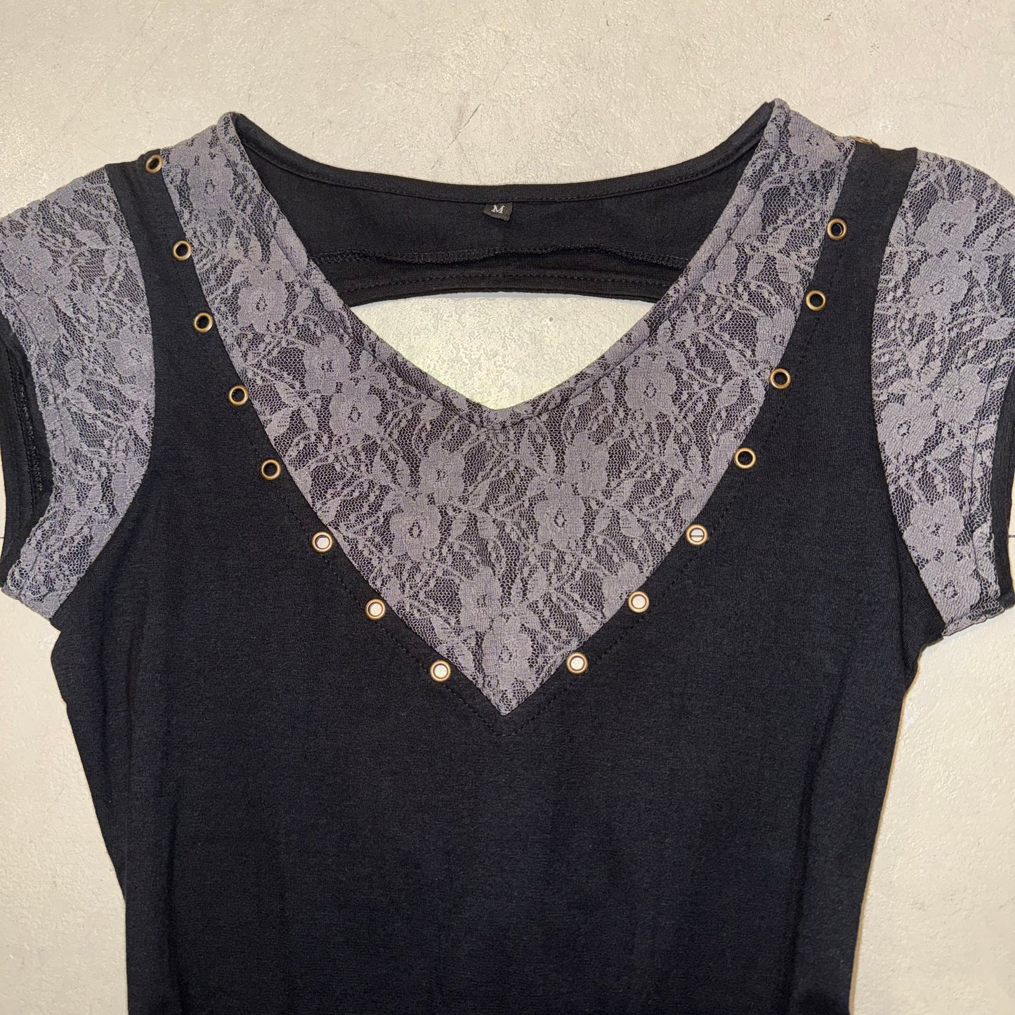 Black lace backless top