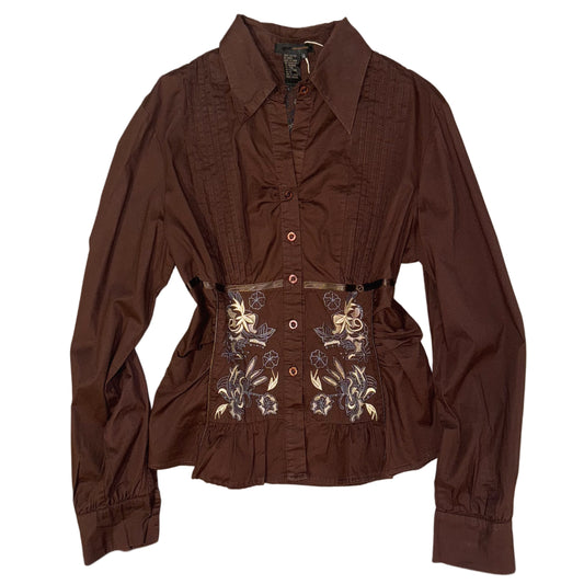 Brown embroidered shirt