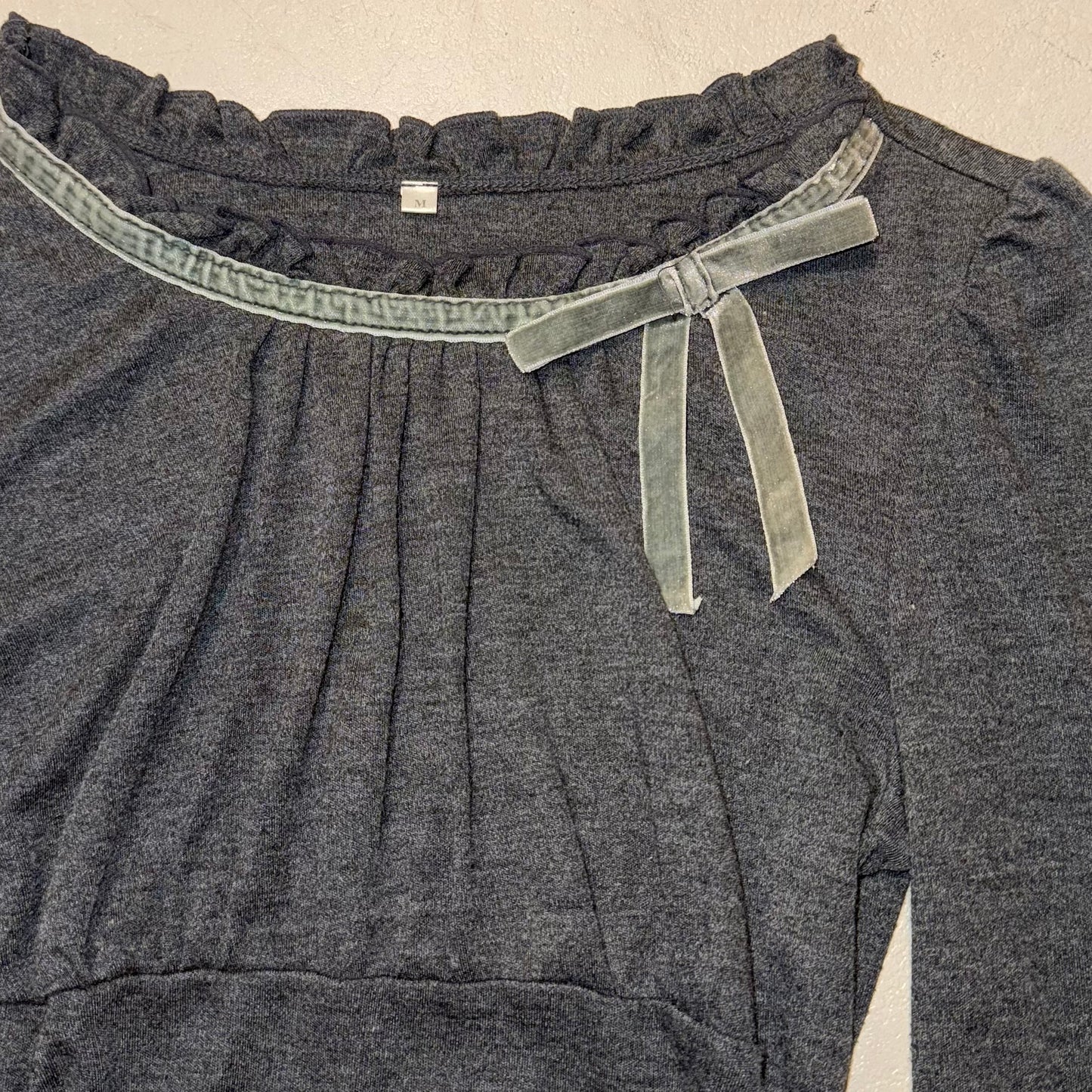 Grey long sleeve with navy polka dot top set