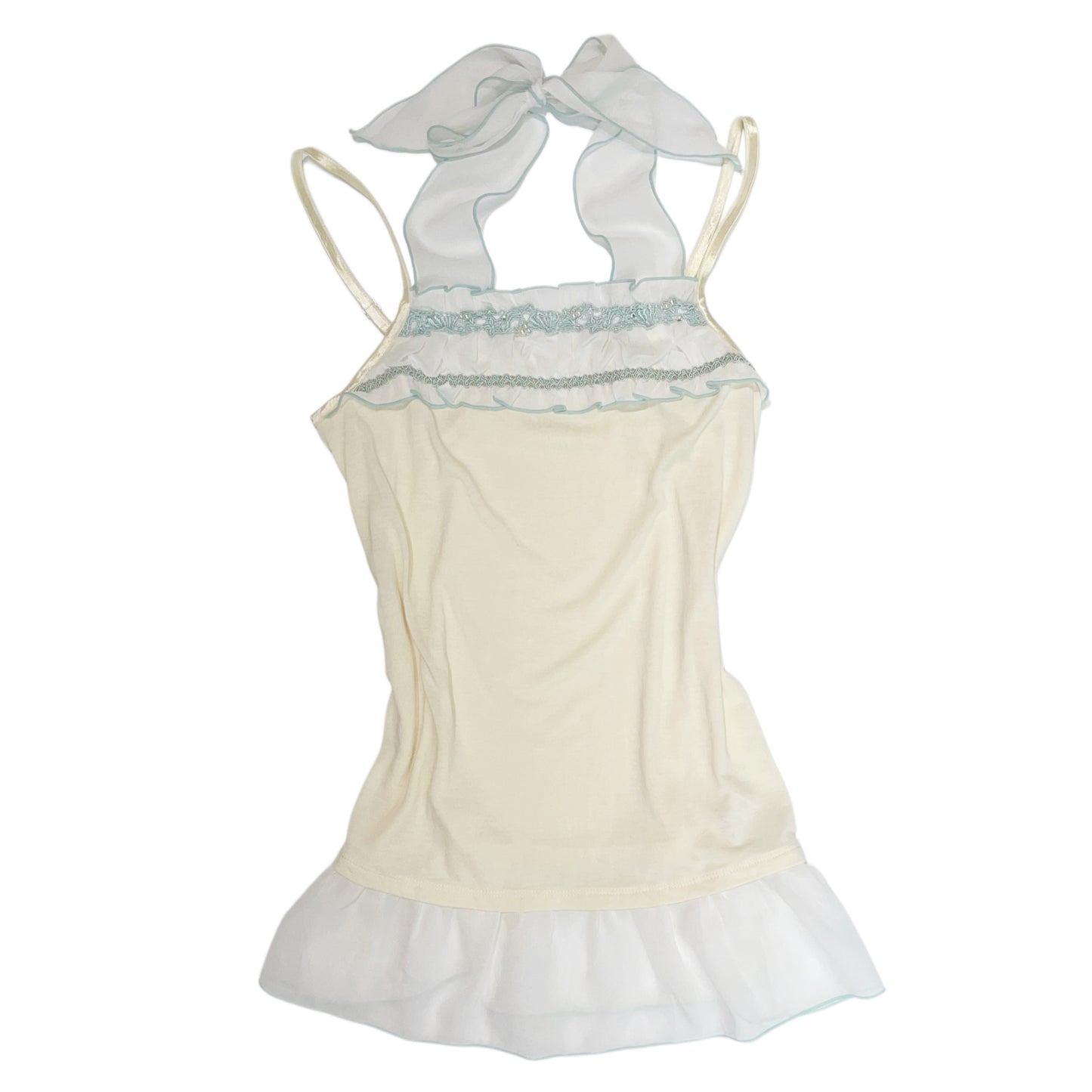 Axes Ivory baby blue halter cami