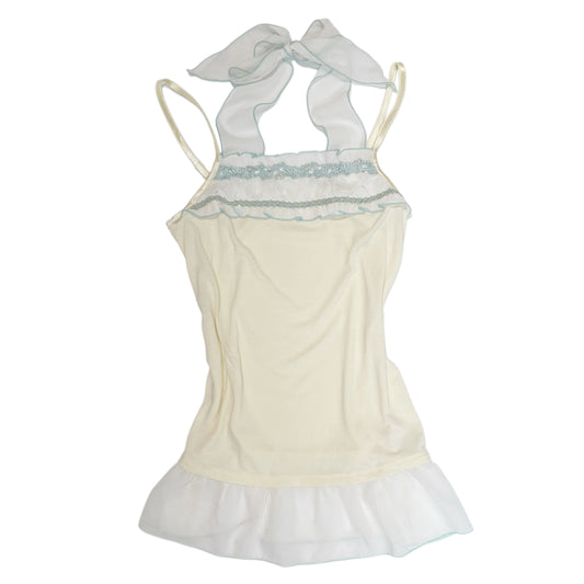 Axes Ivory baby blue halter cami