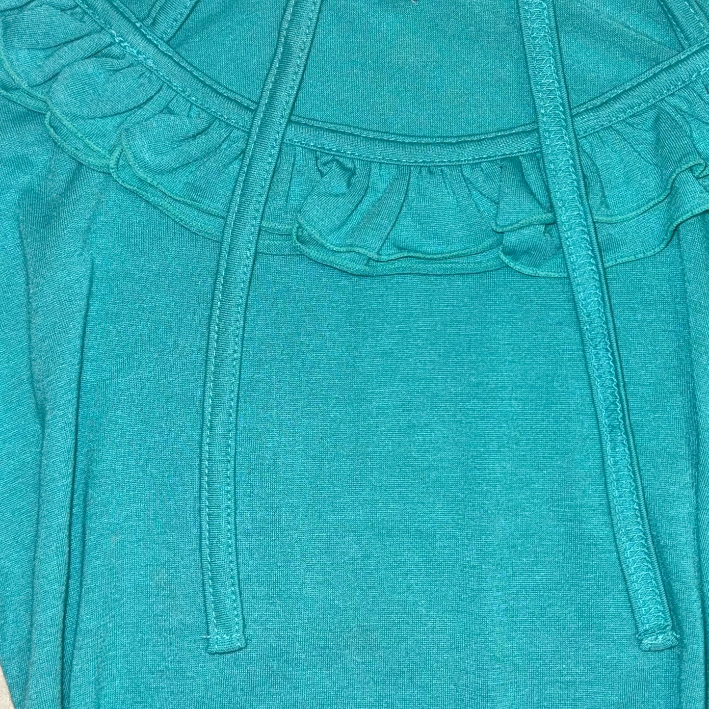 Teal ruffle three-quarter sleeve top