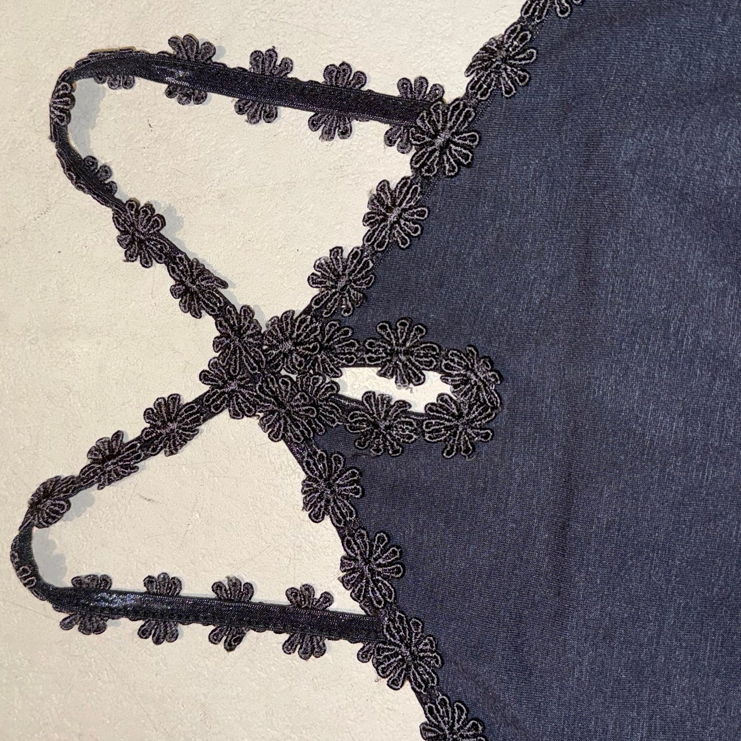 Dark purple floral lace trim tank