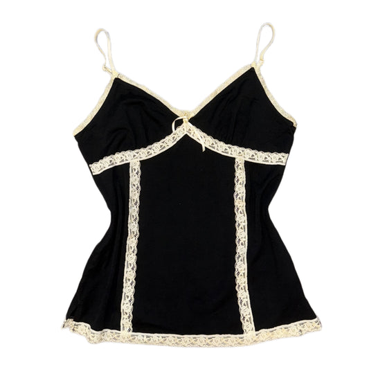 Black white lace tank