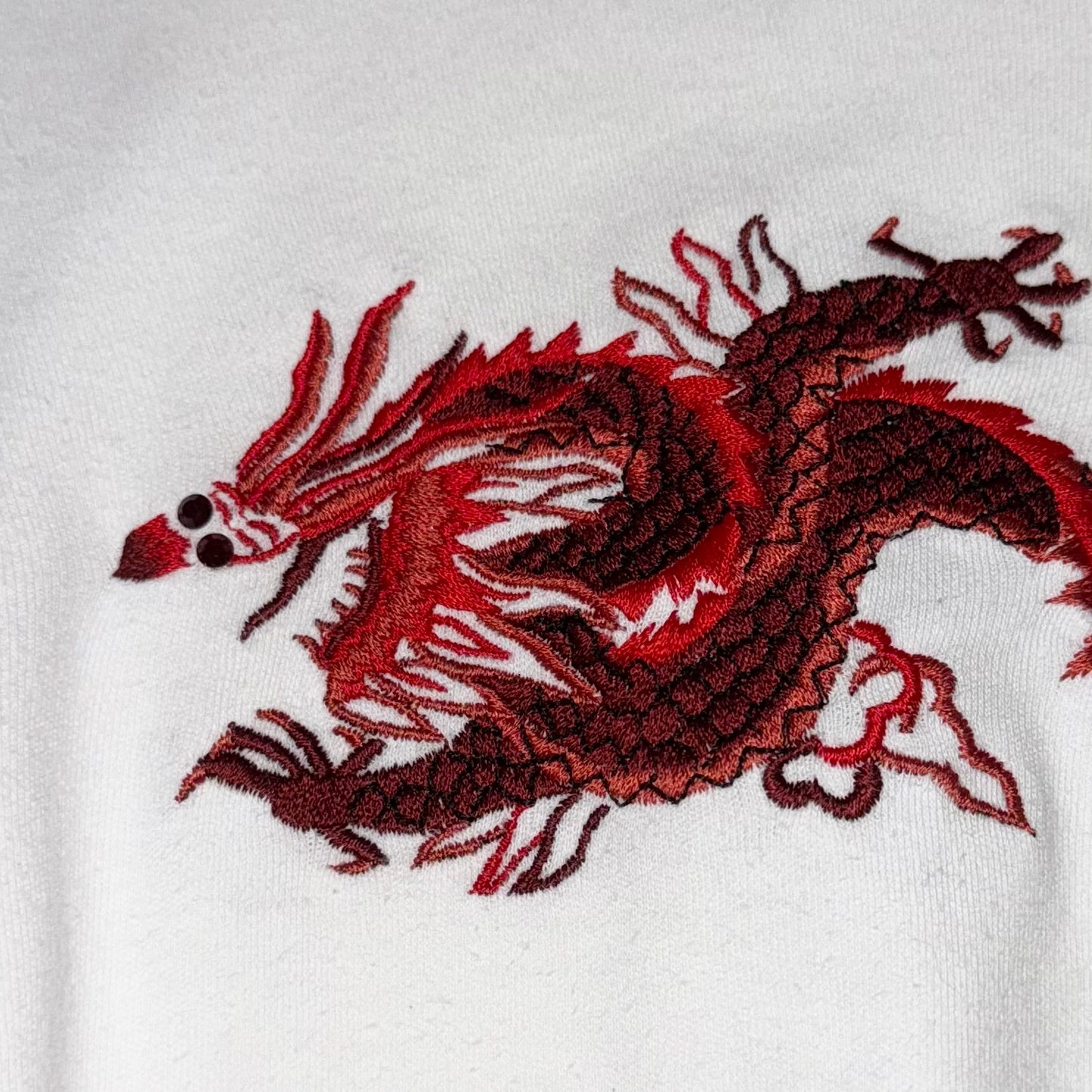 2000s Vivienne Tam embroidered dragon white top