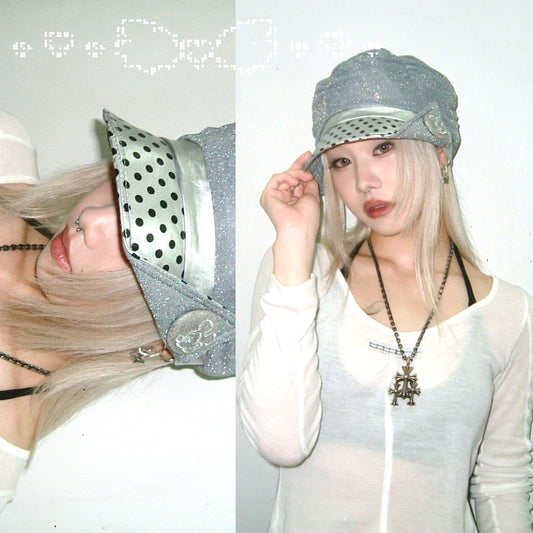Sliver glittering ruffle hat
